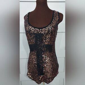 Daytrip Black and Cream Sequin Top